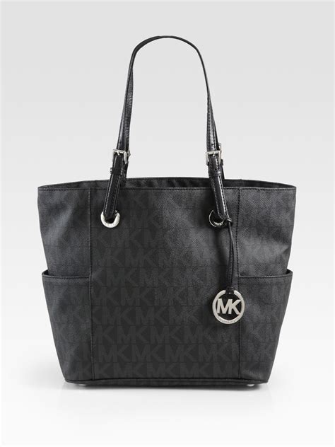 michael kors purse grey and white|Michael Kors signature tote gray.